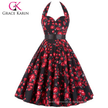 Grace Karin 29 Muster Sexy Halter Baumwolle Backless Blume gedruckt Retro Vintage Kleid CL6075-29